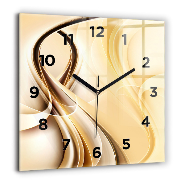 Square glass wall clock Abstraction waves
