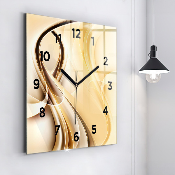 Square glass wall clock Abstraction waves