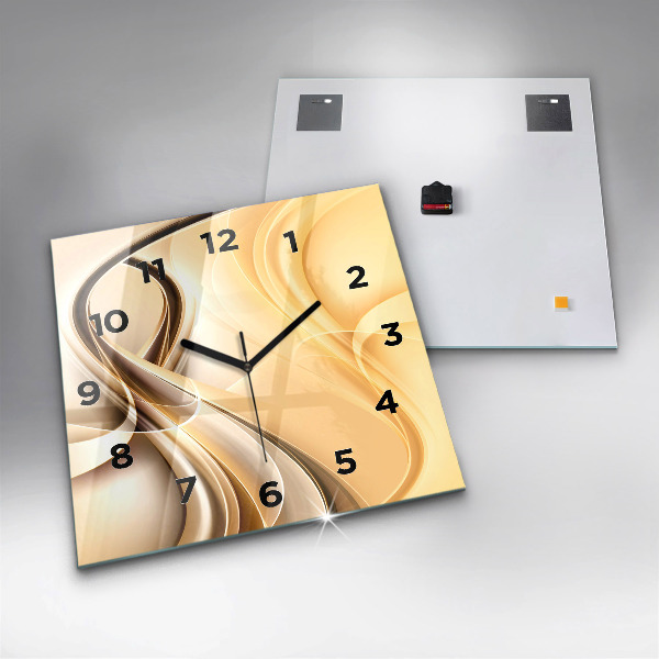 Square glass wall clock Abstraction waves