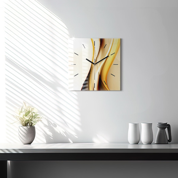 Square glass wall clock Abstract wave