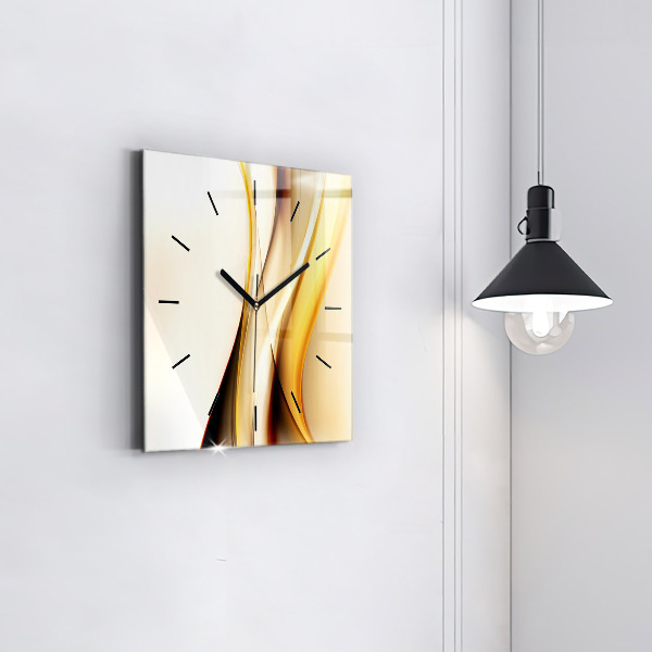 Square glass wall clock Abstract wave