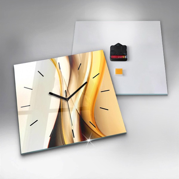 Square glass wall clock Abstract wave
