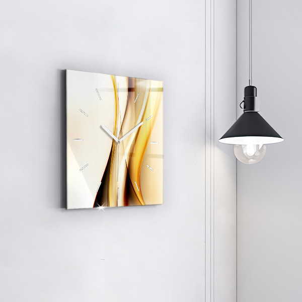 Square glass wall clock Abstract wave