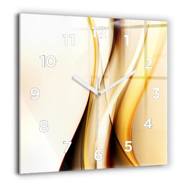 Square glass wall clock Abstract wave
