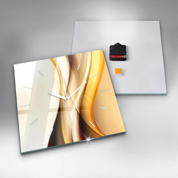 Square glass wall clock Abstract wave