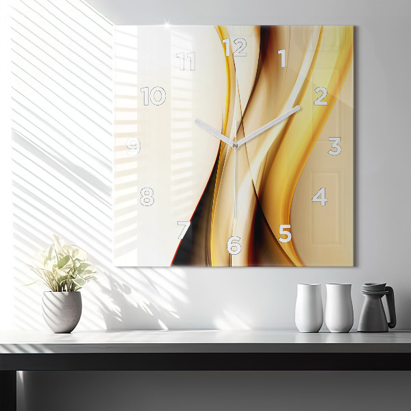 Square glass wall clock Abstract wave