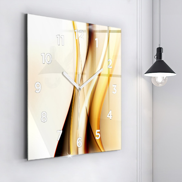 Square glass wall clock Abstract wave