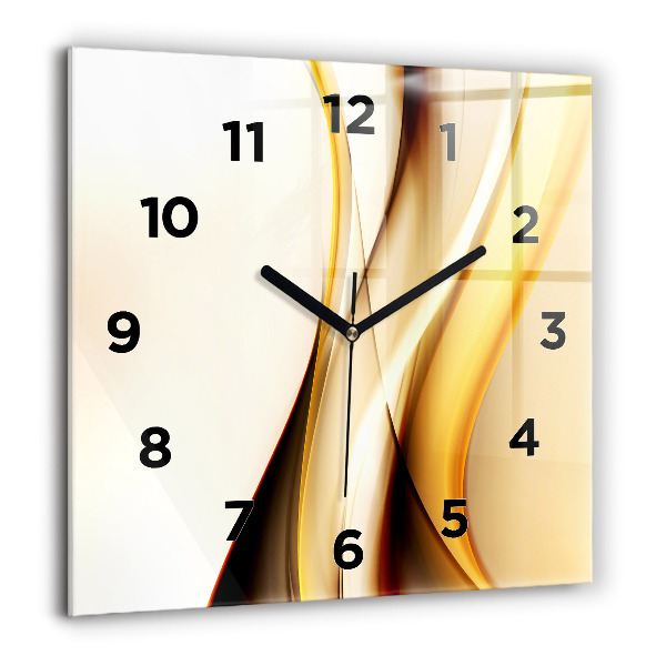 Square glass wall clock Abstract wave