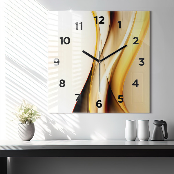 Square glass wall clock Abstract wave