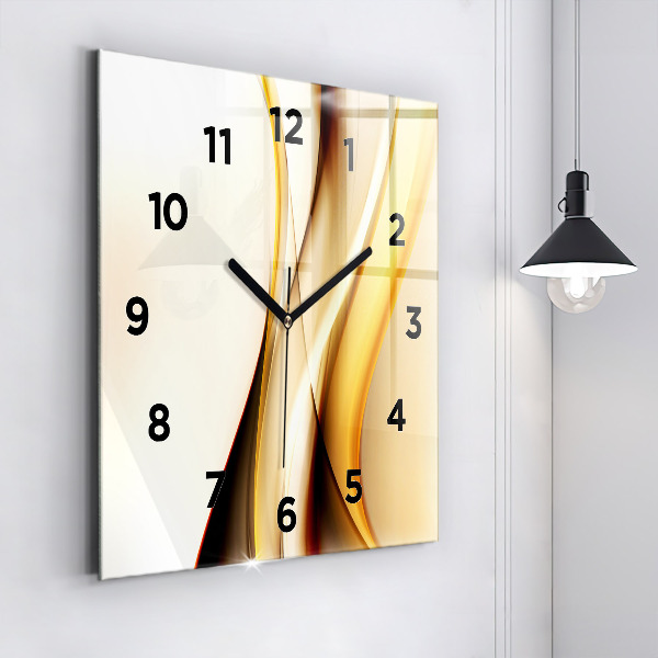 Square glass wall clock Abstract wave