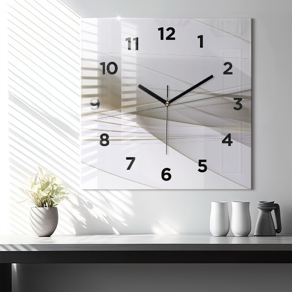 Square glass wall clock Bright abstraction