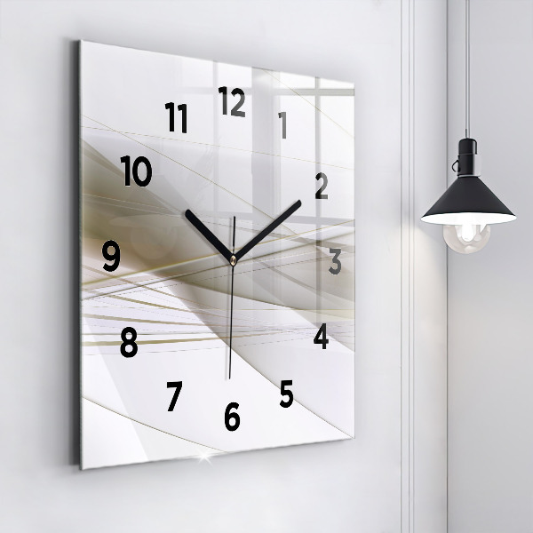 Square glass wall clock Bright abstraction