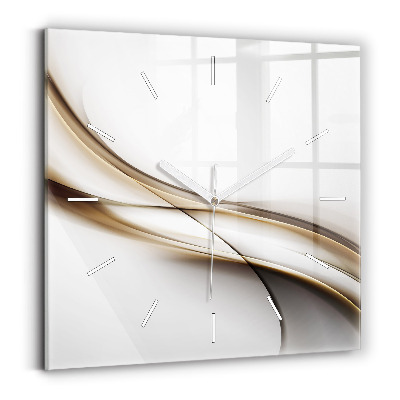 Square glass wall clock Abstract lines