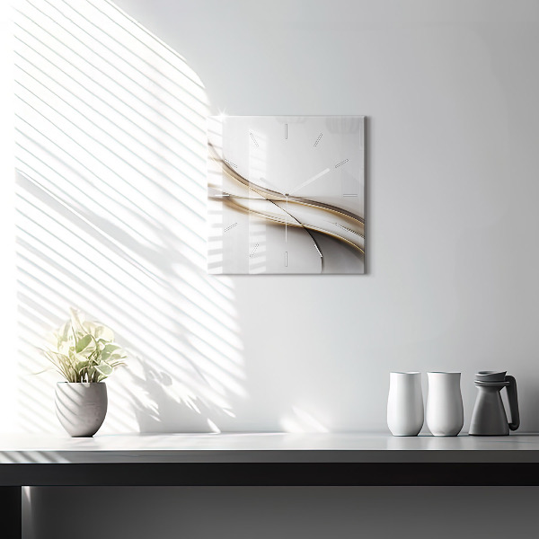 Square glass wall clock Abstract lines