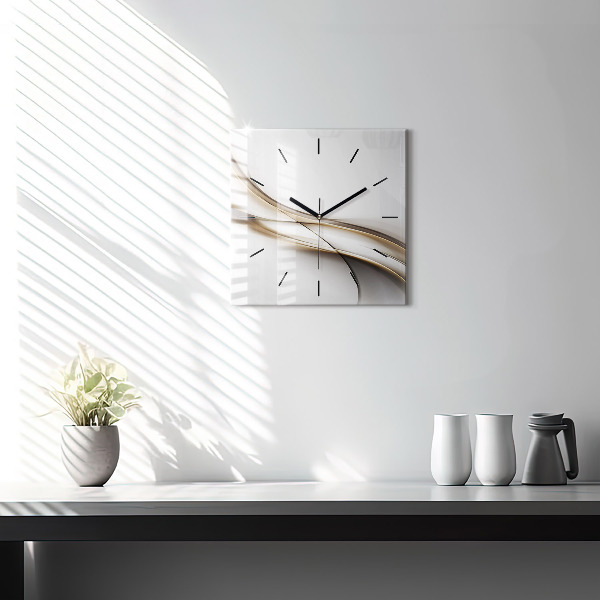 Square glass wall clock Abstract lines