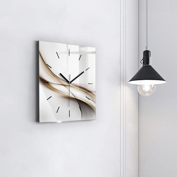 Square glass wall clock Abstract lines