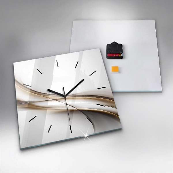 Square glass wall clock Abstract lines