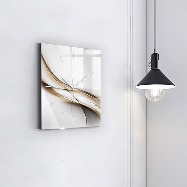Square glass wall clock Abstract lines