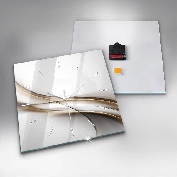 Square glass wall clock Abstract lines