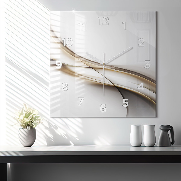 Square glass wall clock Abstract lines
