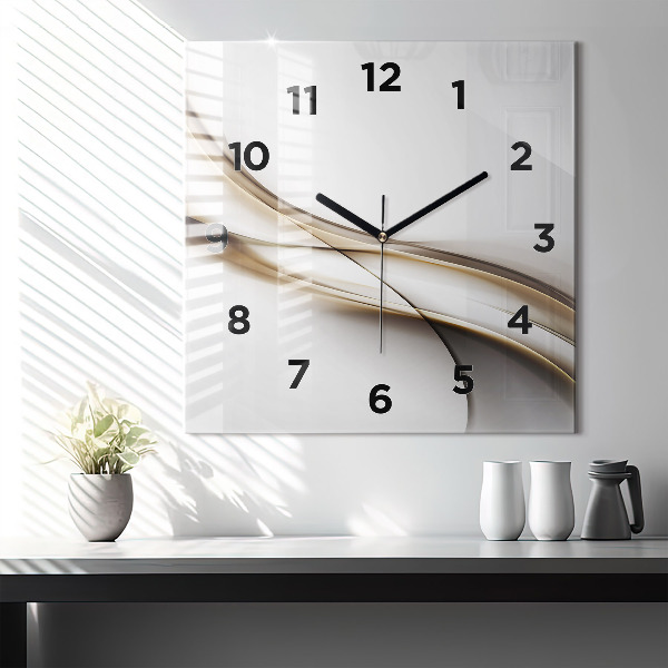Square glass wall clock Abstract lines