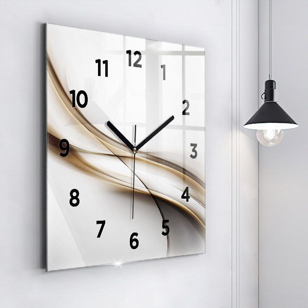 Square glass wall clock Abstract lines