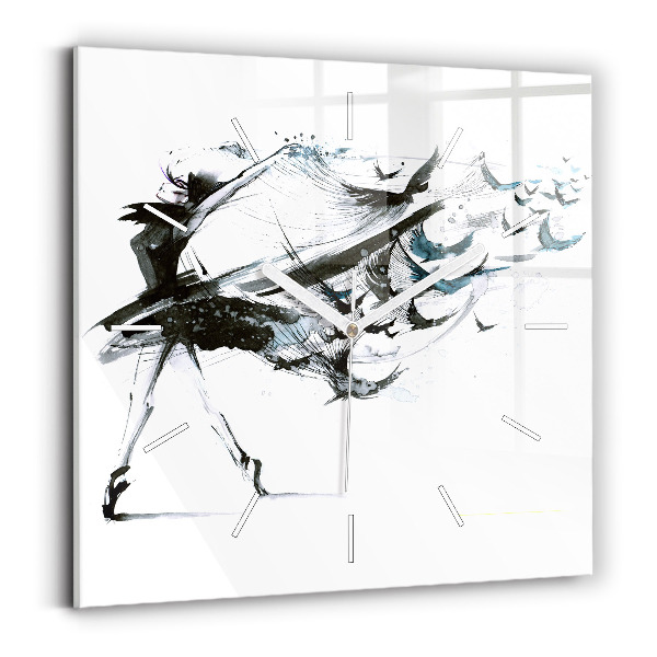 Square glass wall clock Woman dancing ballet