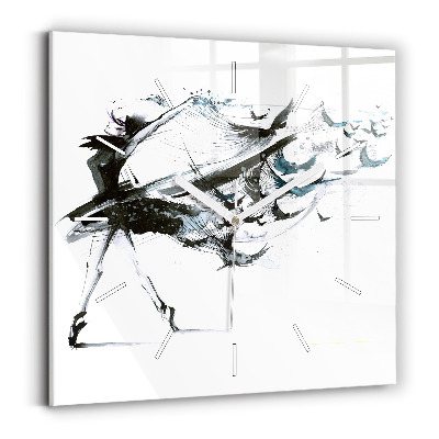 Square glass wall clock Woman dancing ballet