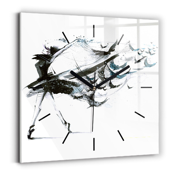 Square glass wall clock Woman dancing ballet