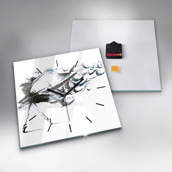 Square glass wall clock Woman dancing ballet