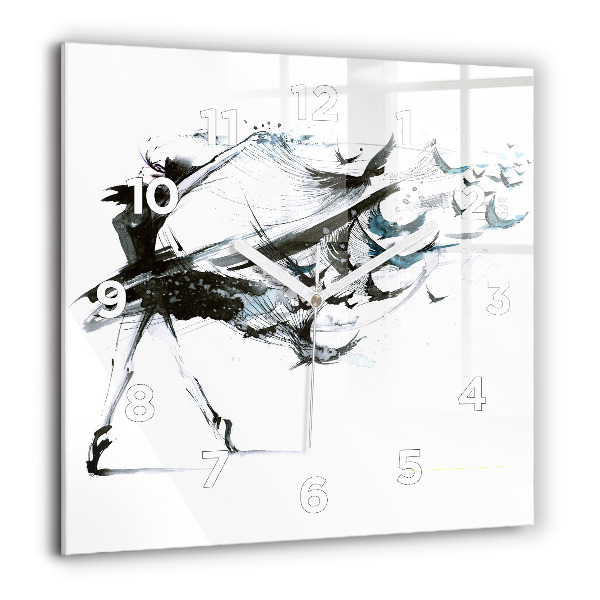Square glass wall clock Woman dancing ballet