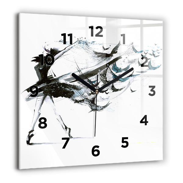 Square glass wall clock Woman dancing ballet