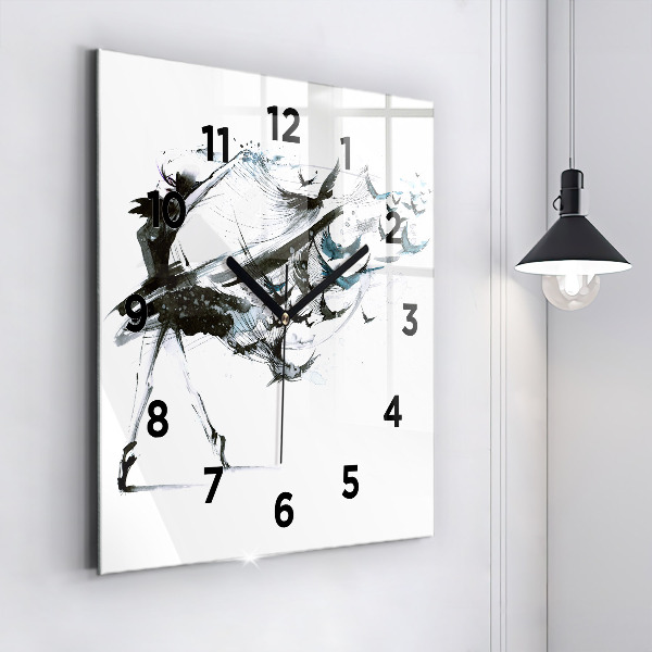 Square glass wall clock Woman dancing ballet