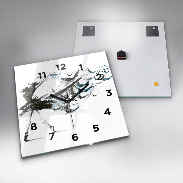 Square glass wall clock Woman dancing ballet