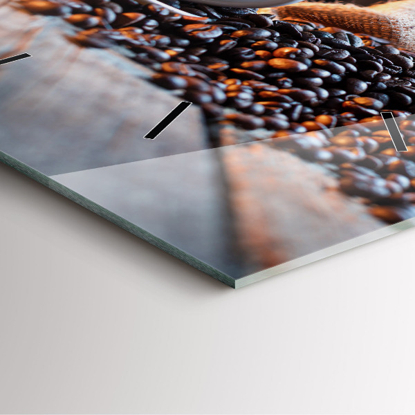Square glass wall clock A cup of coffee