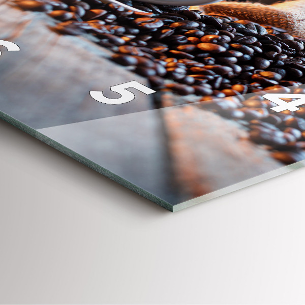 Square glass wall clock A cup of coffee