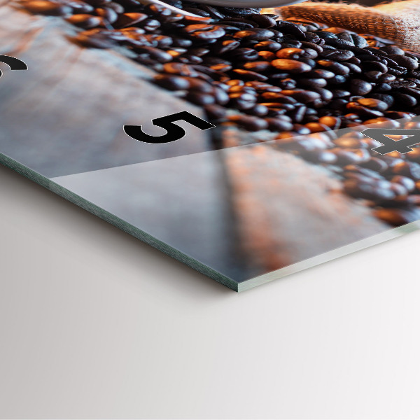 Square glass wall clock A cup of coffee