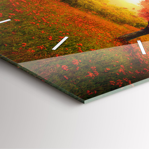 Square glass wall clock Love Heart Tree