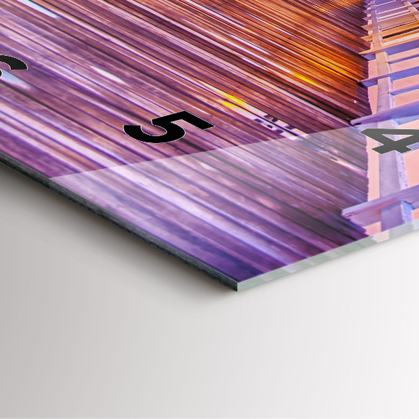 Square glass wall clock The bridge in the port in the evening