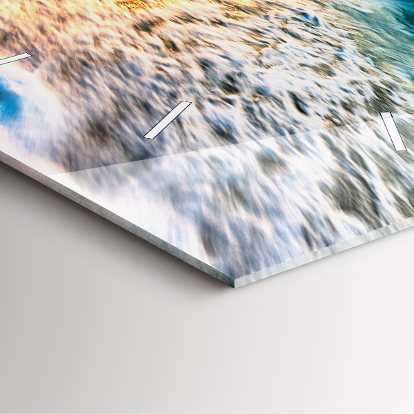 Square glass wall clock Beach, sea and sand