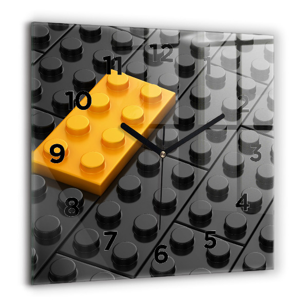 Square glass wall clock Toy blocks