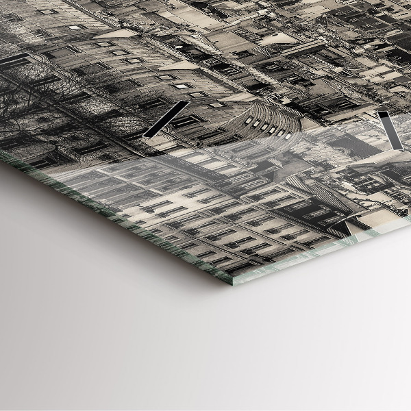 Square glass wall clock Landscape panorama of Paris