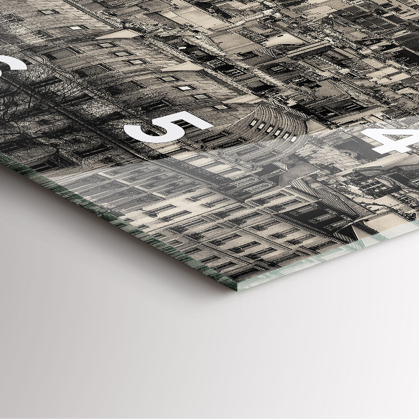 Square glass wall clock Landscape panorama of Paris