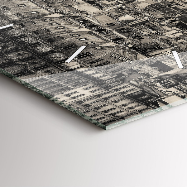 Square glass wall clock Landscape panorama of Paris