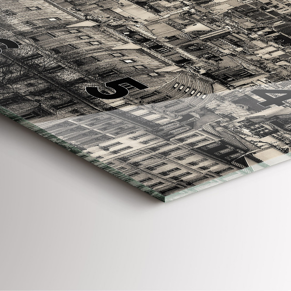 Square glass wall clock Landscape panorama of Paris