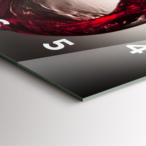 Square glass wall clock Glass of wine