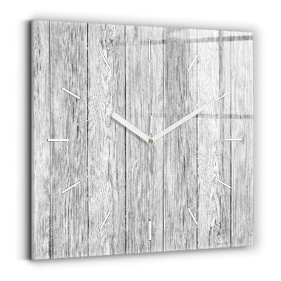 Square glass wall clock Wooden panels