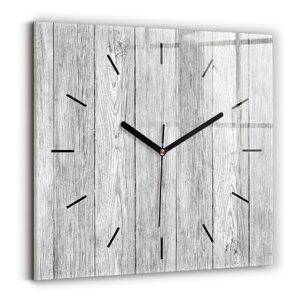 Square glass wall clock Wooden panels