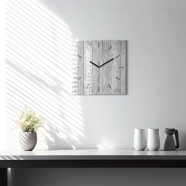 Square glass wall clock Wooden panels