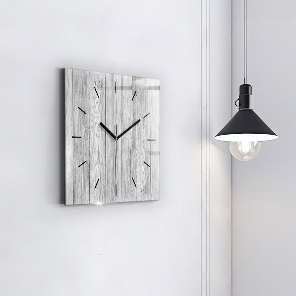 Square glass wall clock Wooden panels